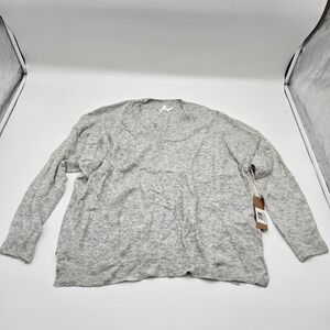 Dreamers by Debut Oversized V Neck Long Sleeve Gray Sweater‎